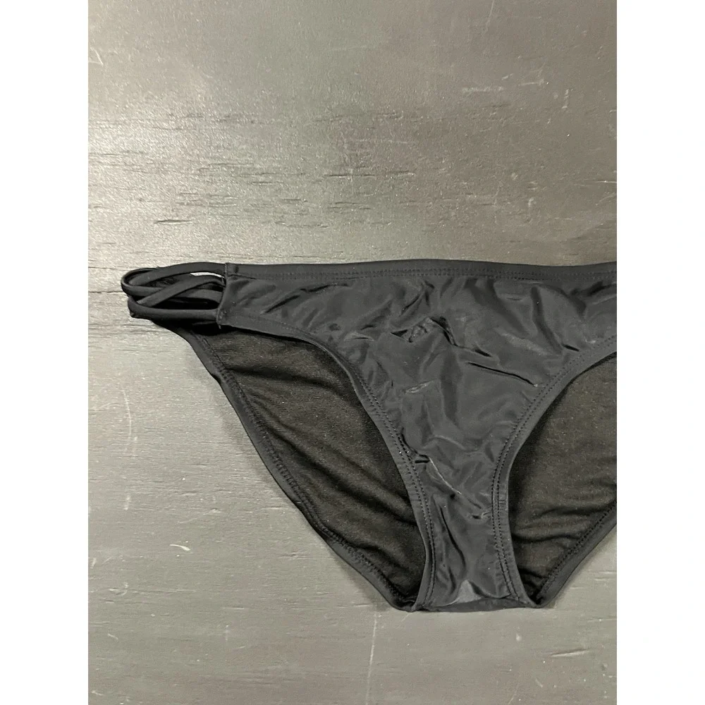 Arizona Women's Sun Coast Cheeky Strappy Bikini Bottom‎ Black Size XL